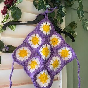 Purple Crochet Floral Crop Top